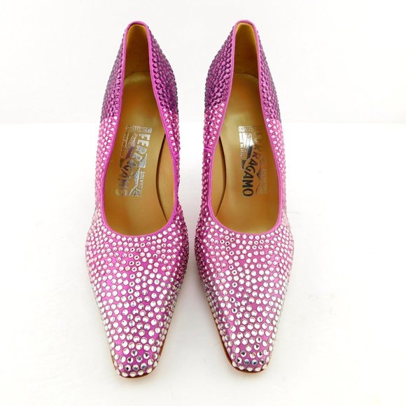 Unworn FERRAGAMO Degraded Lavender Crystal Pumps 7 - Picture 3 of 11
